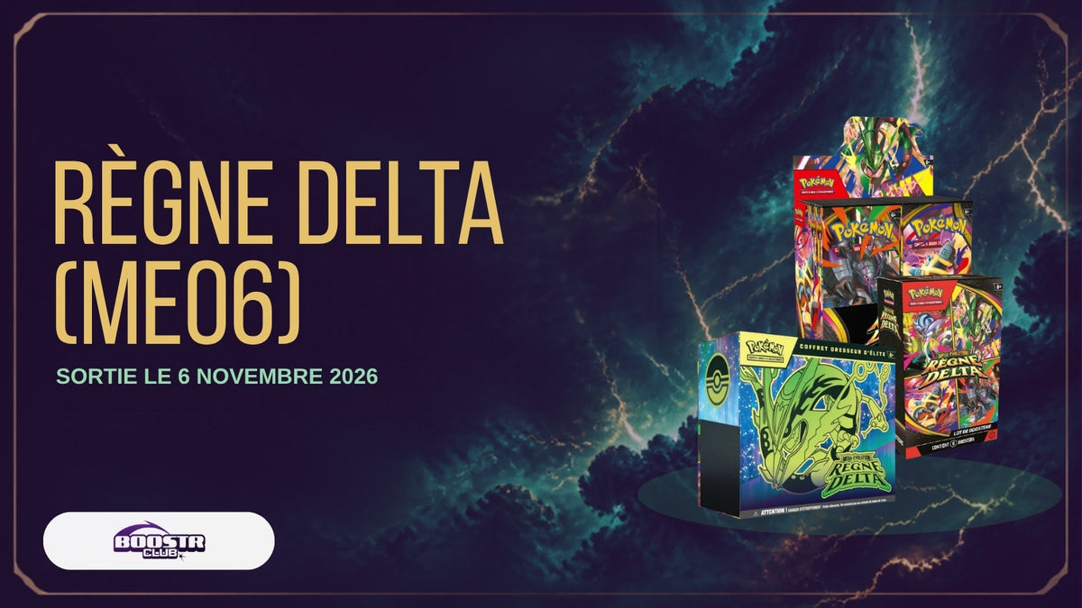 Display, Coffret Dresseur d'Élite et bundle Pokémon Règne Delta (ME06) en français chez Boostrclub